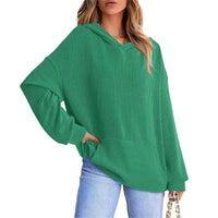 Europe And America Cross Border Women's Loose Twisted Bar Hooded Sweater