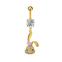 Personalized Zircon Butterfly Round Belly Button Ring