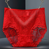 High Waist Hollow-out Lace Sexy Ladies Panties Breathable Traceless Sheath Cotton Stall