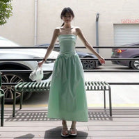 French Mint Green Strapless Beach Dress For Women