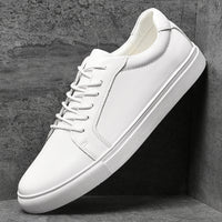 Men's Fashion Solid Color Leather Sneakers