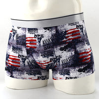 Cartoon Men's Boxer Panties Ice Silk Print Floral Mid-waist Breathable Boxers