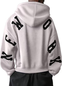 Fashion Printed Thickening All-match Long Sleeve Loose Hooded Sweater For Women