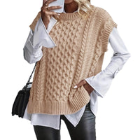 Womens Knitted Vest With Twist And Cable Details