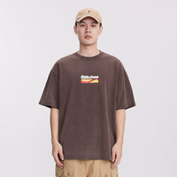 Men's Foam Color Printing Wash Short-sleeved T-shirt