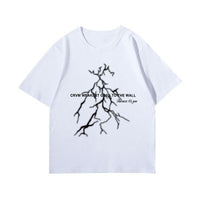 Mens Lightning-Print Cropped Short-Sleeve T-Shirt