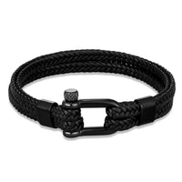 Stainless Steel Horseshoe Buckle Trendy Multi-layer Braided Leather Bracelet