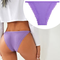 Lace Solid Color Low Waist Cute Girl Thin Briefs