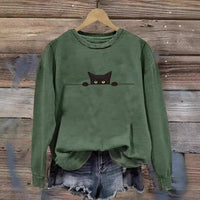 Loose Round Neck Pullover Animal Print Sweater