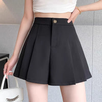 Plus-size High-waisted Figure-flattering Pleated Womens Shorts