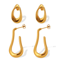 Fashionable High-end Design Irregular U-shaped Earrings, Stainless Steel With 18K Gold Plating, Hollow Earrings For Women.