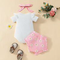 Summer Girls' Letter Printing Onesie Small Chrysanthemum Printing