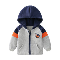 Children's Cartoon Little Dinosaur Hooded Zipper Cardigan Stitching Jacket