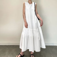 Back-vented Ruched 3D-effect Dress Relaxed-fit Slip Dress