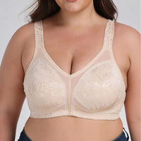 Embroidered Full-Cup Plus-Size Ultra-Thin Wireless Bra For Women