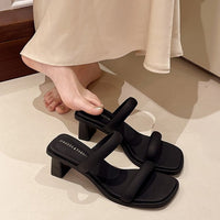 Women's High-heel Open-toe Slide Sandals For Outdoor Summer Wear, Leg-lengthening, New 2026 Design, Luxurious And Trendy, Block Heel, Fairy Style.