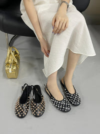 Flat Toe Box Rivet Button Women's Sandals
