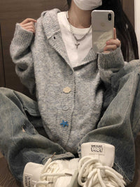 Hooded Sweater Cardigan Coat Women's Knitted Blouse