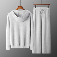 Thickened Casual Hooded Zip-up Cardigan Set