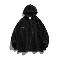 Retro Hooded Sweater Men And Women Irregular Zipper