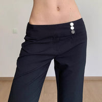 All-matching Low Waist Side Row Trousers