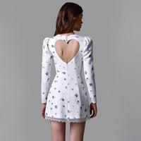Womens New Arrival Long-Sleeve Floral Print Slim-Fit Dress