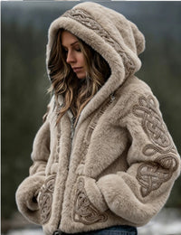 Womens Warm Hooded Zip-Up Cardigan Sweater