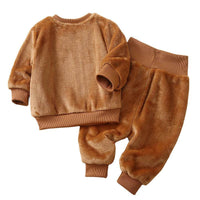 Children's Suit Autumn And Winter Boys And Girls Fleece-lined Thermal Pajamas