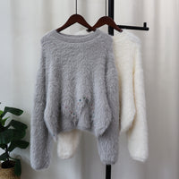 Irregular Nail Drill Mink Fur Knitted Sweater Top