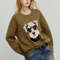 Autumn New Age-reducing Playful Plush Dog Head Knitted Warm Retro