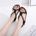Women's Fashionable Ethnic Simple Beaded Flat Roman Women's Shoes