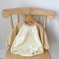 Half High Collar Baby Cotton Long Sleeved Romper With Wooden Ear Edge