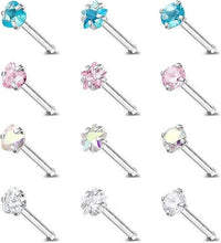 Stainless Steel Zircon Nose Stud 3mm RoundSquareHeartStar Piercing Jewelry