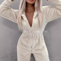 Plus Velvet Thickened Hooded Pajamas Jumpsuit