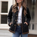 Classic Plaid Diamond Cotton Jacket Women's Short Stylish