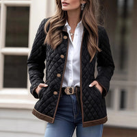 Classic Plaid Diamond Cotton Jacket Women's Short Stylish