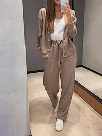 Casual And Comfortable Jacket Cardigan And Sweatpants Set