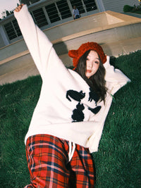 Cartoon Cat Mohair Loose Sweater