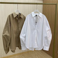 Women's Solid Color Retro Casual Long Sleeve Loose Shirt