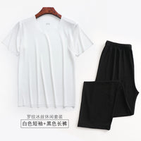 Threaded Pajamas Men's Summer Short Sleeve Long Pants Home Clothes