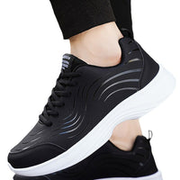 Black Leather-uppers Waterproof And Non-slip Running And Casual Shoes