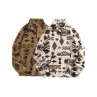 Men's Ethnic-pattern Zip-up Plush Hoodie