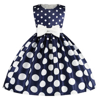 Irregular Skirt Print Children's Dress Bow Costume