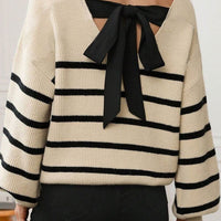 European And American Loose Bow Lace-up Sweater Coat
