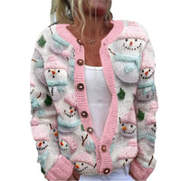 Cardigan Sweater Coat Single Row Button Sweater Printing
