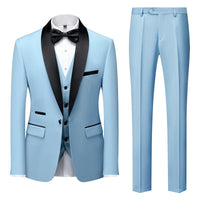 Men's Suit Set Green Fruit Collar Stage Suit Dress Host Performance Bridegroom Best Man Three-piece Suit