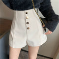 Women's Summer New High Waist Single Breasted Casual Shorts