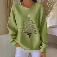 Womens 3D Christmas Tree-Print Corduroy Hoodie