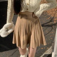 Knitted High Waist Slimming All-matching A- Line Pleated Half-length Wool Pettiskirt