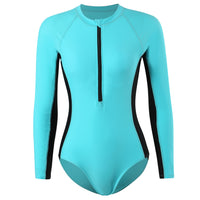 Long-sleeved One-piece Matching Round Neck Zipper Style Briefs